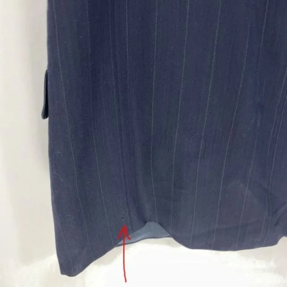 Valentino Uomo Italy Mens Size 41 R Wool Jacket‎ Sport Coat Navy Striped FLAWS!